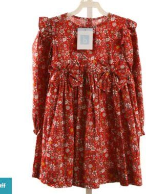 NW Bella Bliss Girls Red Floral Smocked NOW fall Dress 6
